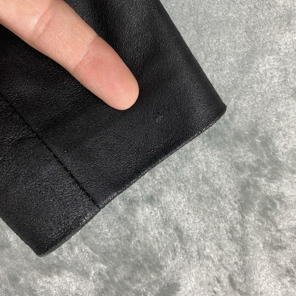 Theory Jacket Womens Size 4 Black Wool Blend Goat Leather Rory Blazer Collarless - Picture 12 of 16